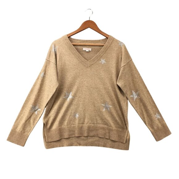 Knox Rose Women's V-Neck Pullover Sweater Tan Medium - Picture 4 of 11